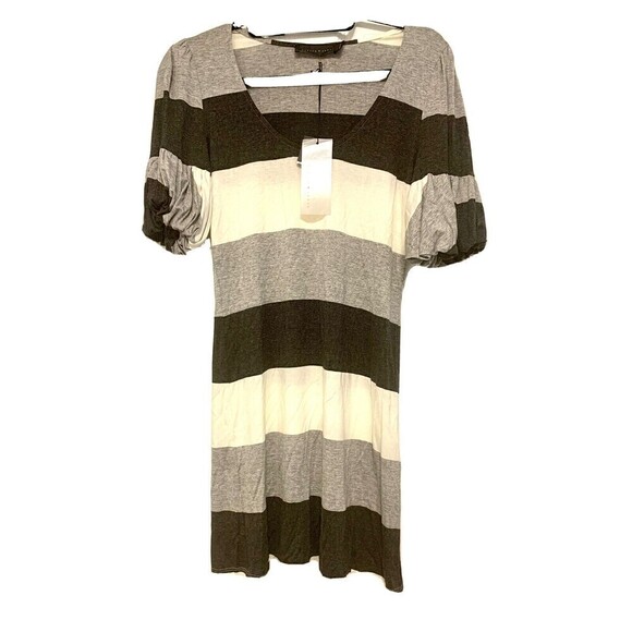 STELLA and Jamie‎ Dress Size Medium Striped Black Gray White - Picture 1 of 6
